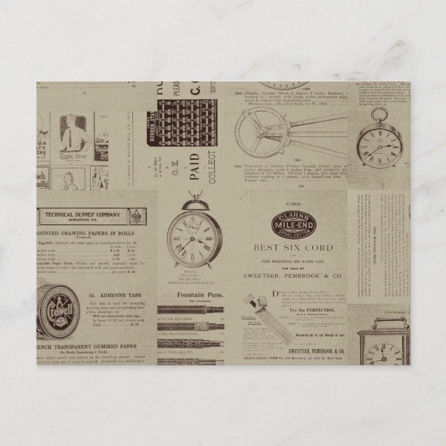 Cartão Postal Páginas de Catálogo Antigas (Frente)