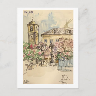 Cartão Postal Páginas do caderno de esboços. Málaga m9