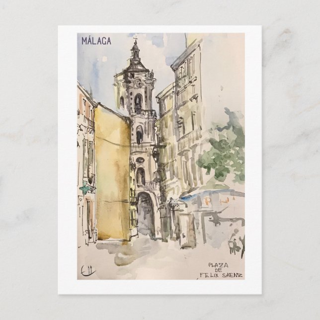 Cartão Postal Páginas do Skethchbook. Málaga (Frente)