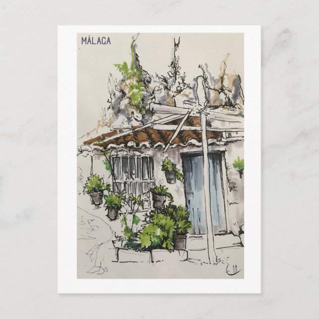 Cartão Postal Páginas do Skethchbook. Málaga. Marcadores (Frente)