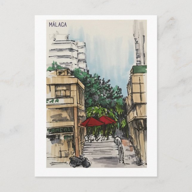 Cartão Postal Páginas do Skethchbook Málaga. Marcadores (Frente)