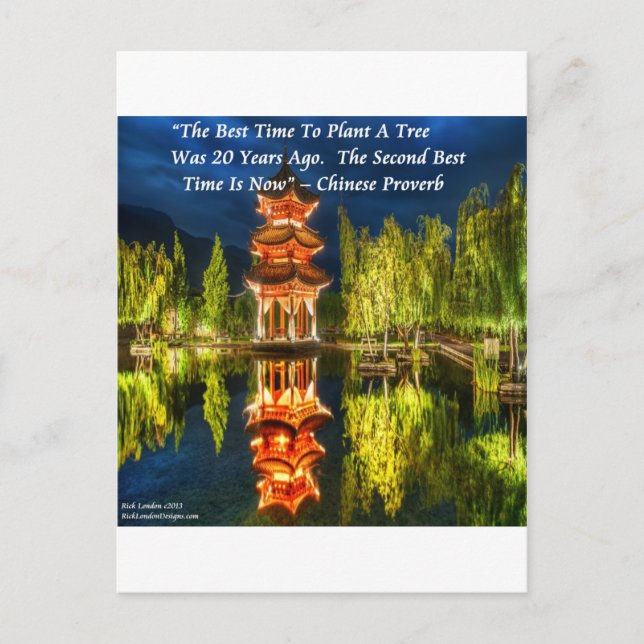 Cartão Postal Pagoda Chinesa E Proverbo Da Natureza (Frente)