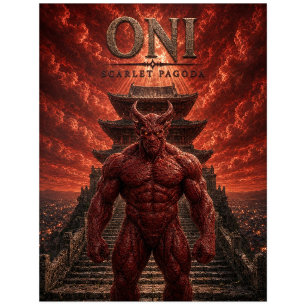 Cartão Postal Pagode Carmesim Oni Cinema Sombrio