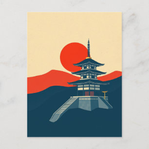 Cartão Postal Pagode do Japão Arte de Viagem Vintage Templo