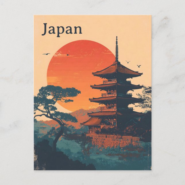 Cartão Postal Pagode Japão vintage (Frente)