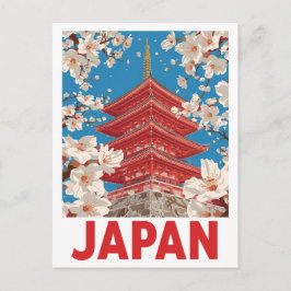 Cartão Postal Pagode Japonesa Flor de Cerejeira