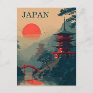 Cartão Postal Pagode Japonesa vintage