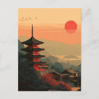 Cartão Postal Pagode Japonesa Vintage