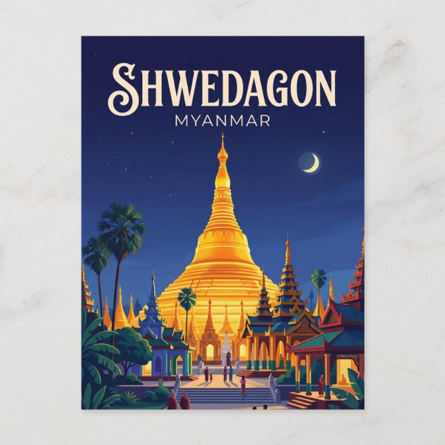 Cartão Postal Pagode Shwedagon Myanmar (Frente)
