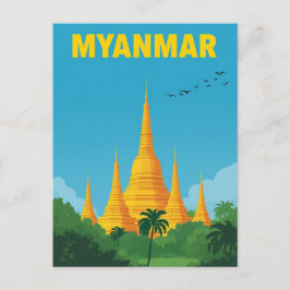 Cartão Postal Pagodes dourados de Myanmar