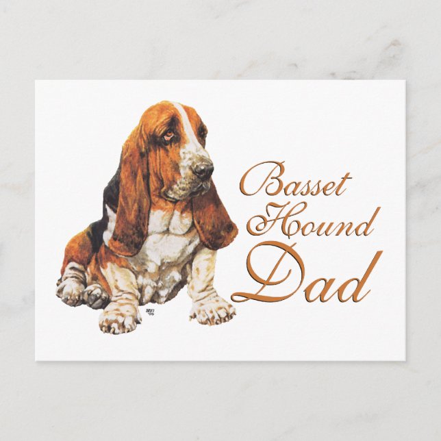 Cartão Postal Pai Basset Hound (Frente)