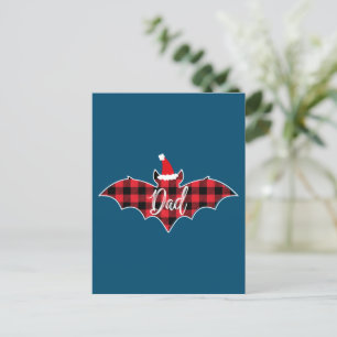 Cartão Postal Pai Bat Christmas Papa Pajama Red Xadrez Buffalo