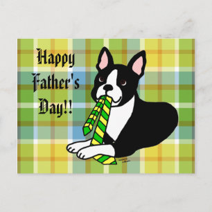 Cartão Postal Pai Boston Terrier com empate 1