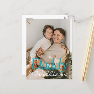 Cartão Postal Pai de Fotografia Personalizado Moderno e Nome do