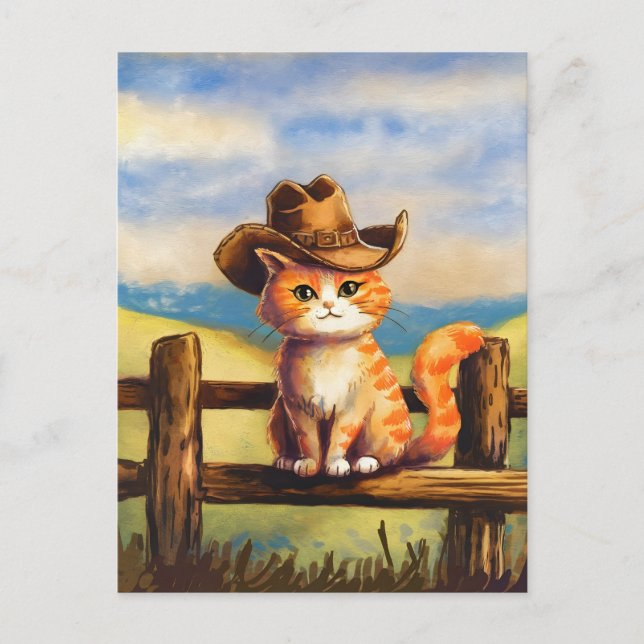 Cartão Postal Pai de Gato Pintado com Aquarela (Frente)