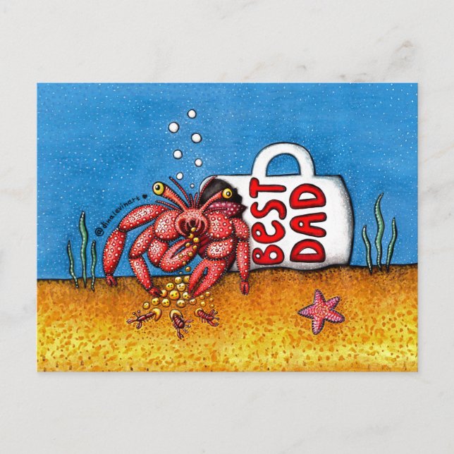 Cartão Postal Pai de melhor Dia de os pais Hermit Crab (Frente)