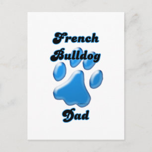 Cartão Postal Pai do Bulldog Francês Pegada da Pata Azul