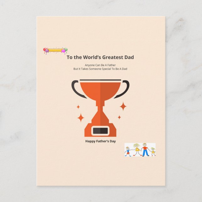 Cartão Postal Pai excelente (Frente)