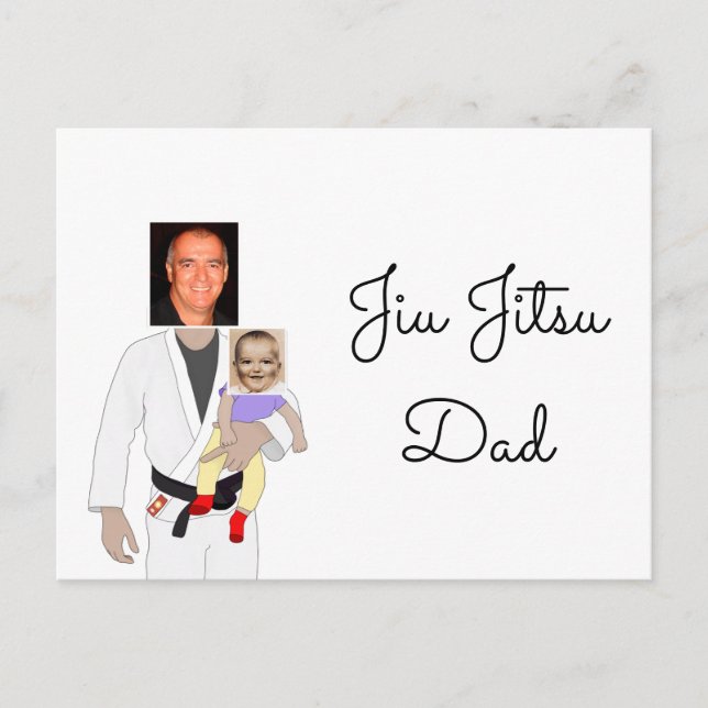 Cartão Postal Pai Jiu Jitsu Fotos personalizadas e Texto manuscr (Frente)