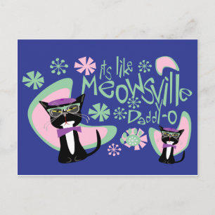 Cartão Postal Pai Meowsville-O Beatnik Gatinho 2
