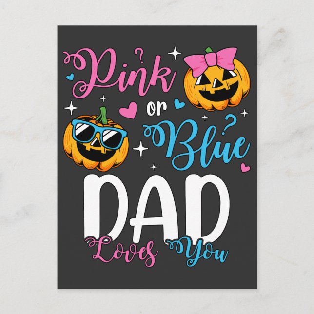 Cartão Postal Pai Rosa Ou Azul Te Ama Bebê Abóbora (Frente)