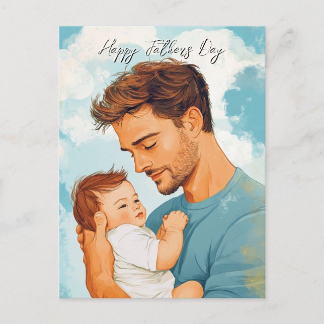 Cartão Postal Pai segurando filho e dentro de Mensagem personali (Frente)
