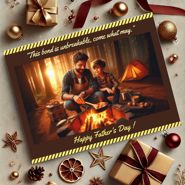 Cartão Postal Pai Son Bonding Dia de os pais Cote Fotografia (Dad Son Bonding Father's Day Quote Photo Camping Postcard)