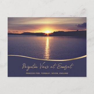 Cartão Postal Paignton View em Sunset Torbay Devon Inglaterra