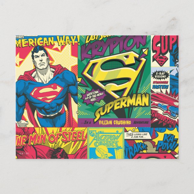 Cartão Postal Painéis de banda desenhada do Super-Homem (Frente)