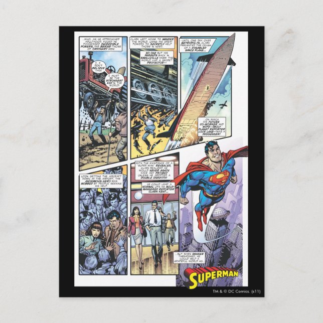 Cartão Postal Painel cómico do superman - as origens 2 de Clark (Frente)