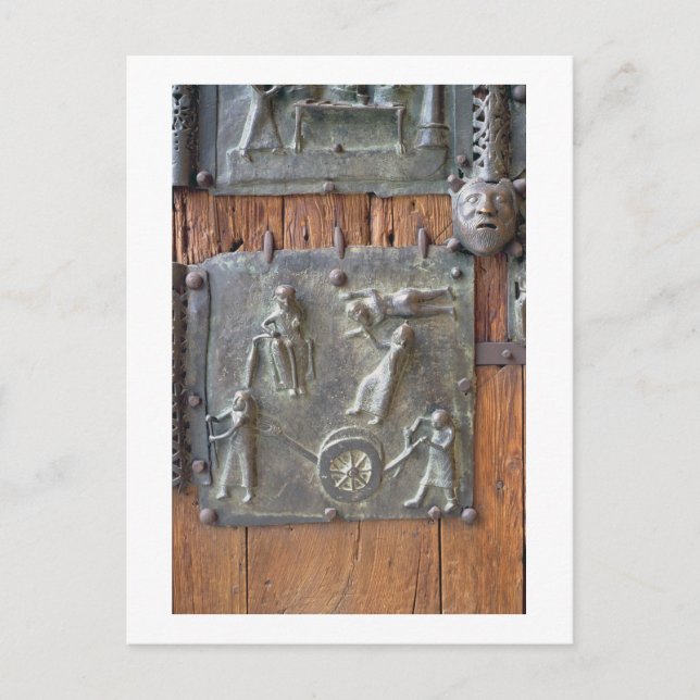 Cartão Postal Painel da porta esquerda, século 12 (bronz) (Frente)