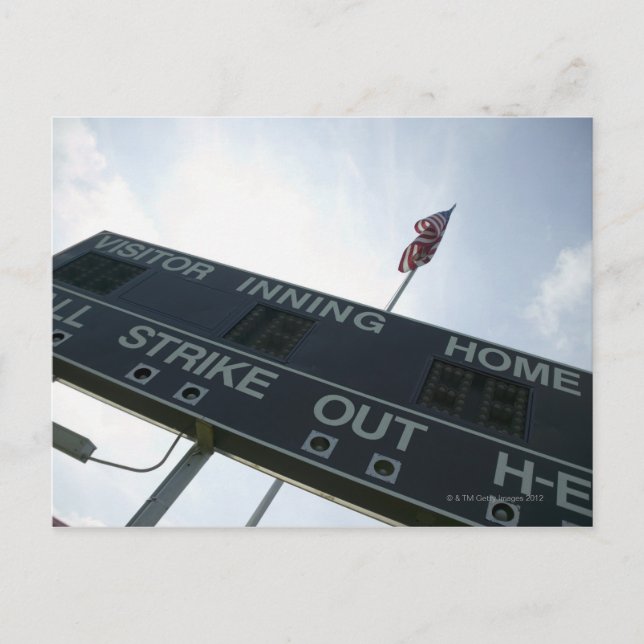 Cartão Postal Painel de avaliação de beisebol com bandeira ameri (Frente)