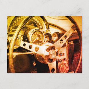Cartão Postal Painel de Instrumentos de Direção de Carro Antigo