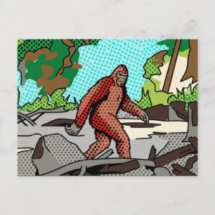 Cartão Postal Painel Gráfico de Quadrinhos da Floresta Sasquach 