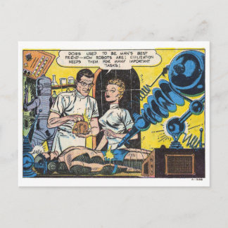 Cartão Postal Painel Histórias em quadrinhos Vintage Sci-Fi Robo