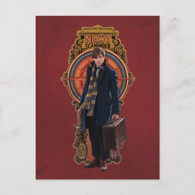 Cartão Postal Painel NEWT SCAMANDER™ Art Nouveau em pé (Frente)