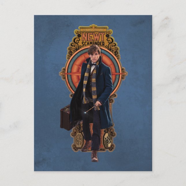 Cartão Postal Painel NEWT SCAMANDER™ Walking Art Nouveau (Frente)