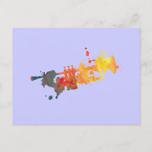 Cartão Postal Paint Splat Trumpet