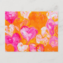 Cartão Postal Painted Hearts Vibrant Abstract Valentine’s Day Ba