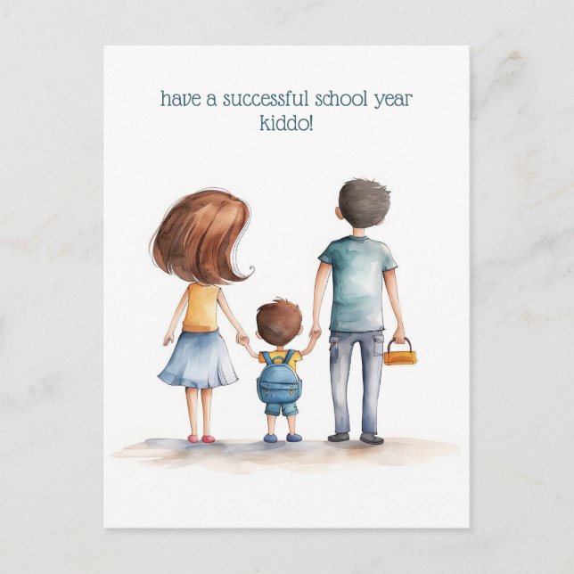 Cartão Postal Pais e Criança Escolar (Frente)