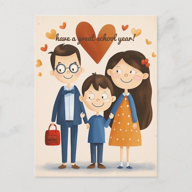Cartão Postal Pais e Criança Escolar (Frente)