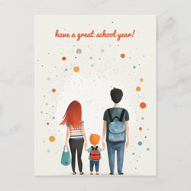 Cartão Postal Pais e Criança Escolar (Frente)