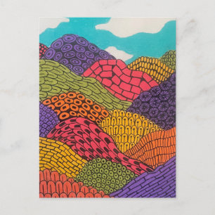 Cartão Postal Paisagem Abstrata Curva Flexível Lápis Cor