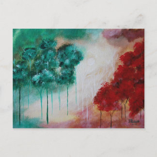 Cartão Postal Paisagem Abstrato de Arte Encantada Árvores Magras