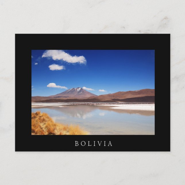 Cartão Postal Paisagem altiplano com vulcão na Bolívia (Frente)