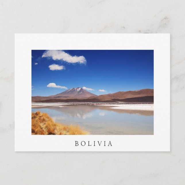 Cartão Postal Paisagem altiplano com vulcão na Bolívia (Frente)