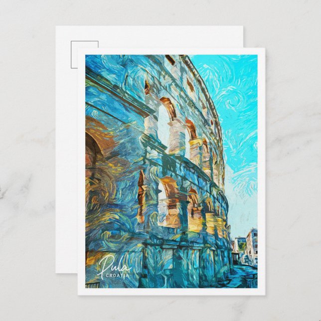 Cartão Postal Paisagem Belíssima Pintor de Óleo da Croácia (Frente/Verso)