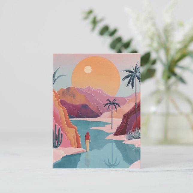 Cartão Postal Paisagem Boho Abstrato (18) (Em pé/Frente)
