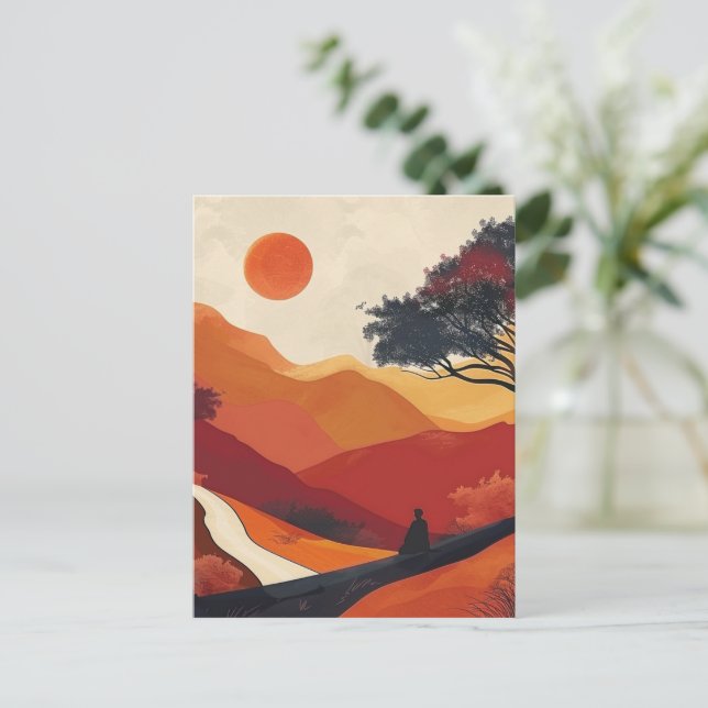 Cartão Postal Paisagem Boho Abstrato (19) (Em pé/Frente)