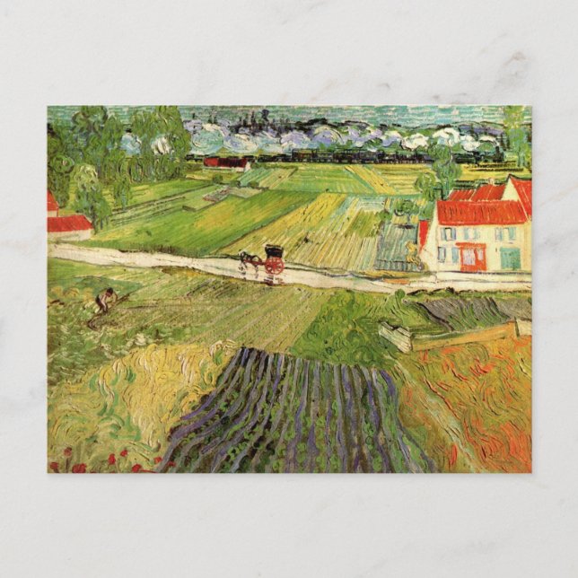 Cartão Postal Paisagem, Carruagem e Comboio de Vincent van Gogh (Frente)